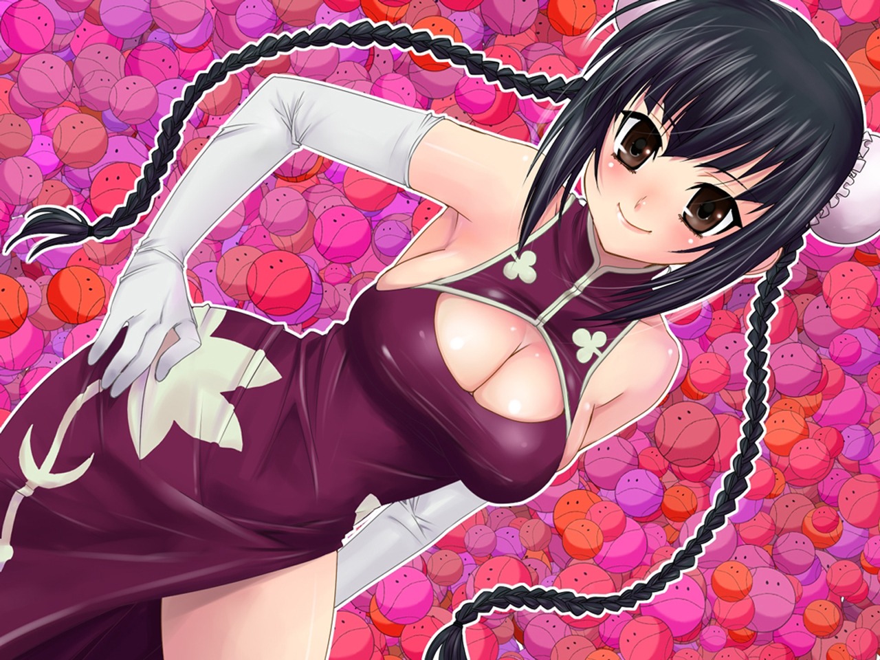 akito_(ao's_club), chinadress, cleavage, gundam, gundam_00, wallpaper, wang_liu_mei