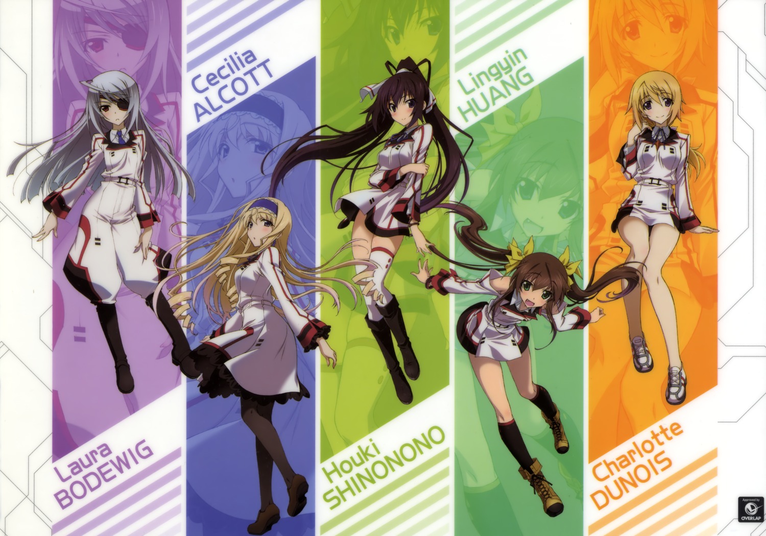 cecilia_alcott, charlotte_dunois, eyepatch, huang_lingyin, infinite_stratos, laura_bodewig, pantyhose, seifuku