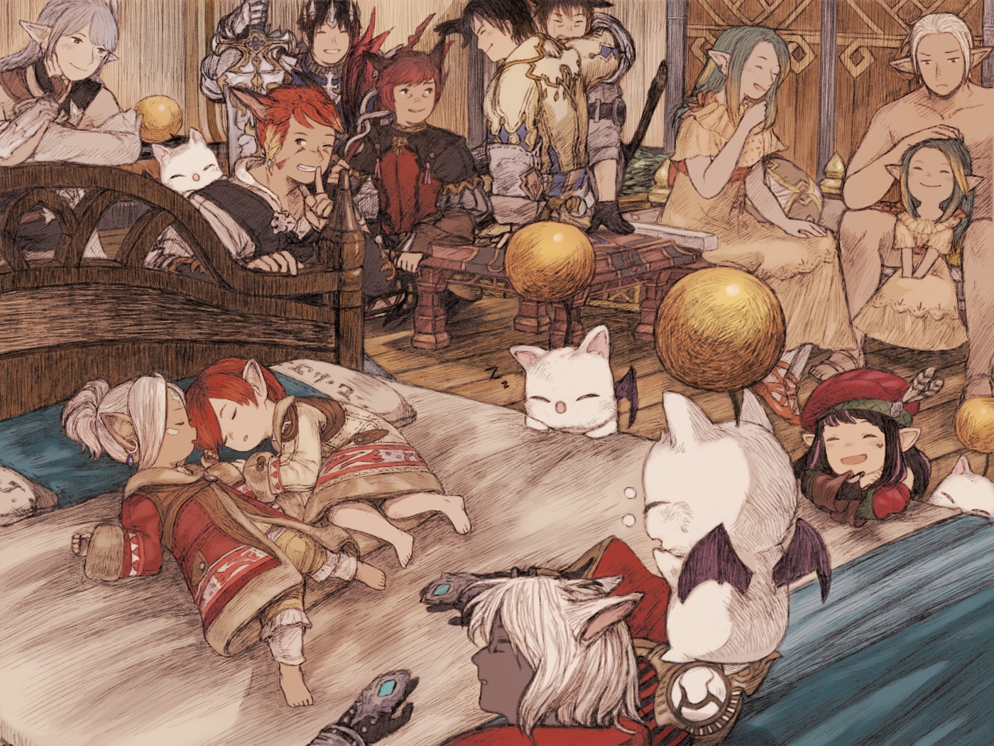 animal_ears, armor, dress, final_fantasy, maekakekamen, moogle, pointy_ears, sword