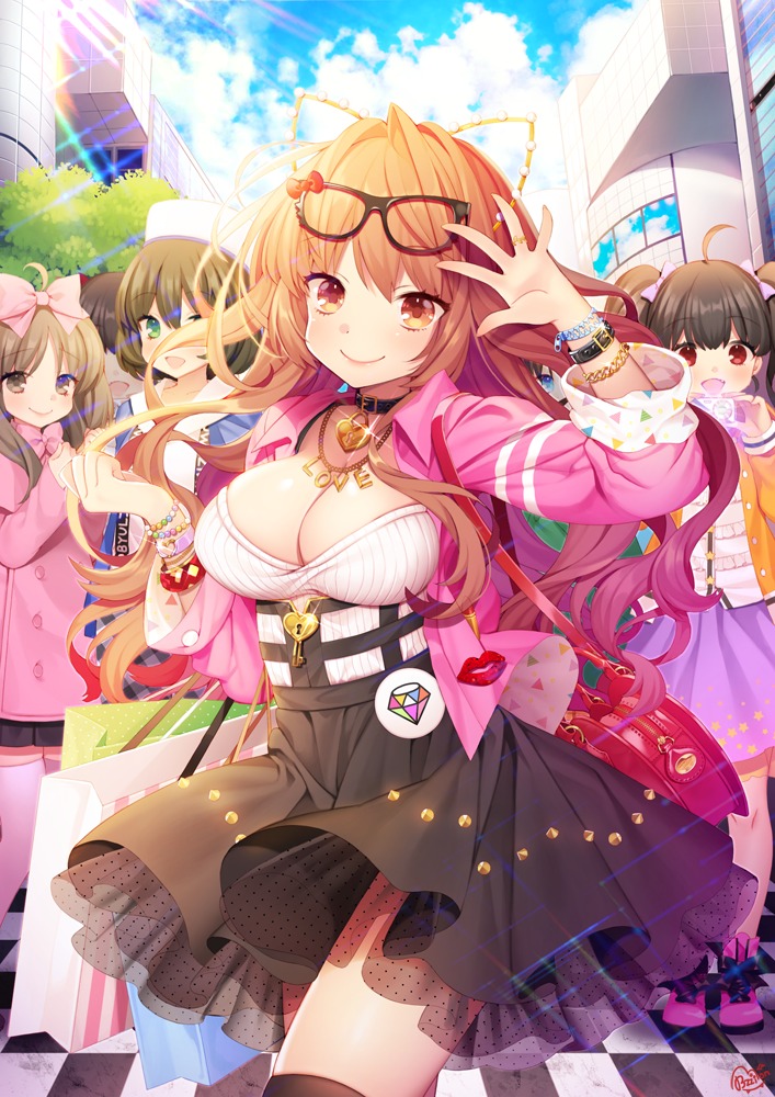 byulzzi, cleavage, dress, megane, see_through, thighhighs