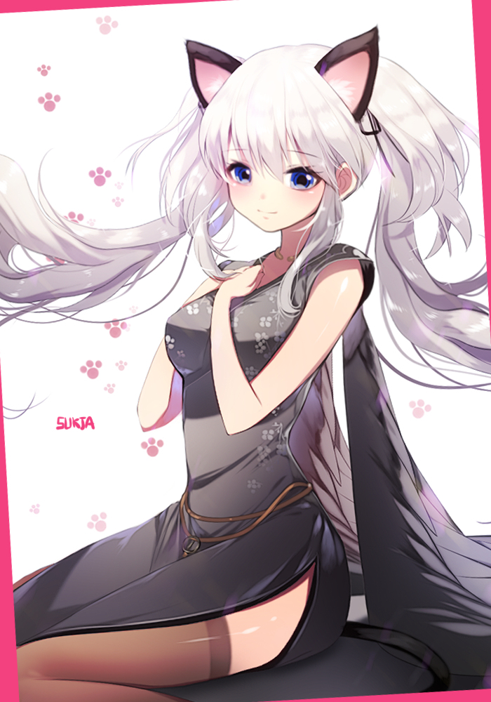 animal_ears, chinadress, mabinogi, nao, nekomimi, sukja, tail, thighhighs