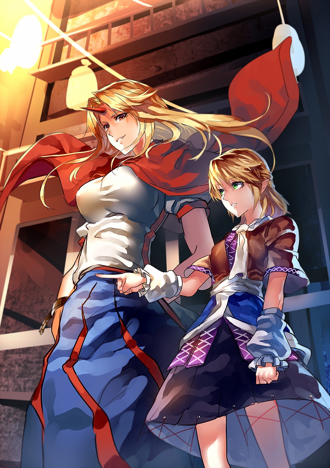 horns, hoshiguma_yuugi, mizuhashi_parsee, touhou, u_u_zan