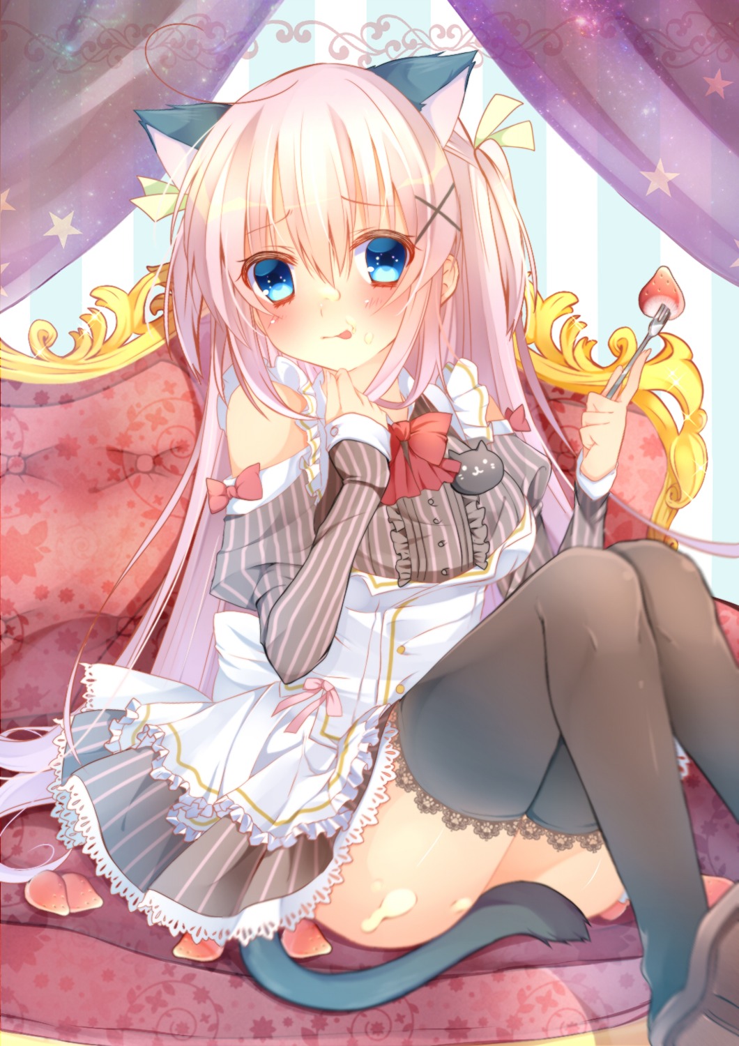 animal_ears, chihio, maid, moe2015, nekomimi, tail, thighhighs