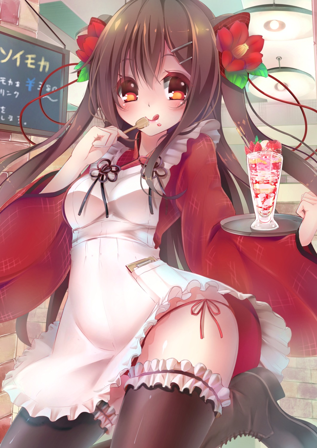 maid, moe2015, pantsu, string_panties, suitenjh, thighhighs, wa_maid, waitress