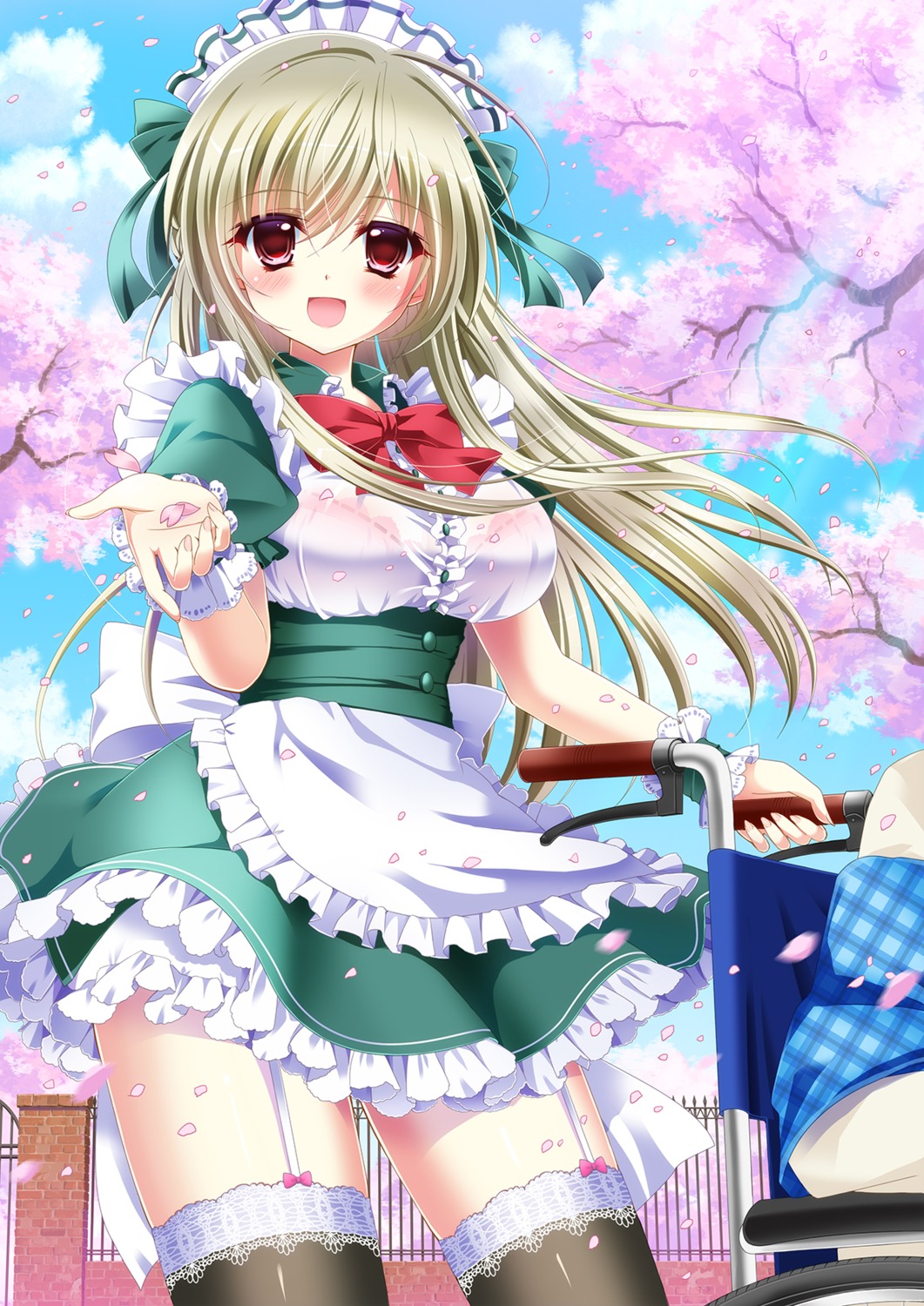 bra, ichi_rin, maid, moe2015, see_through, stockings, thighhighs, wet_clothes