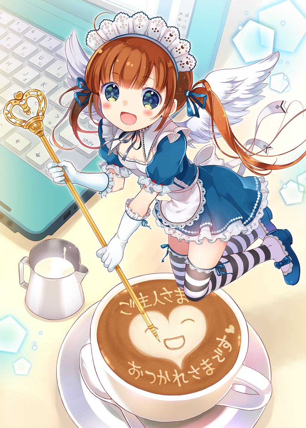 maid, moe2015, takeda_mika, thighhighs, wings