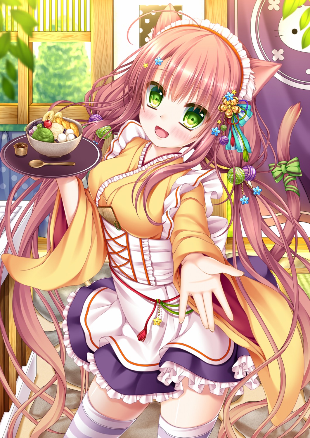 animal_ears, maid, moe2015, nekomimi, shitou, tail, wa_maid, waitress