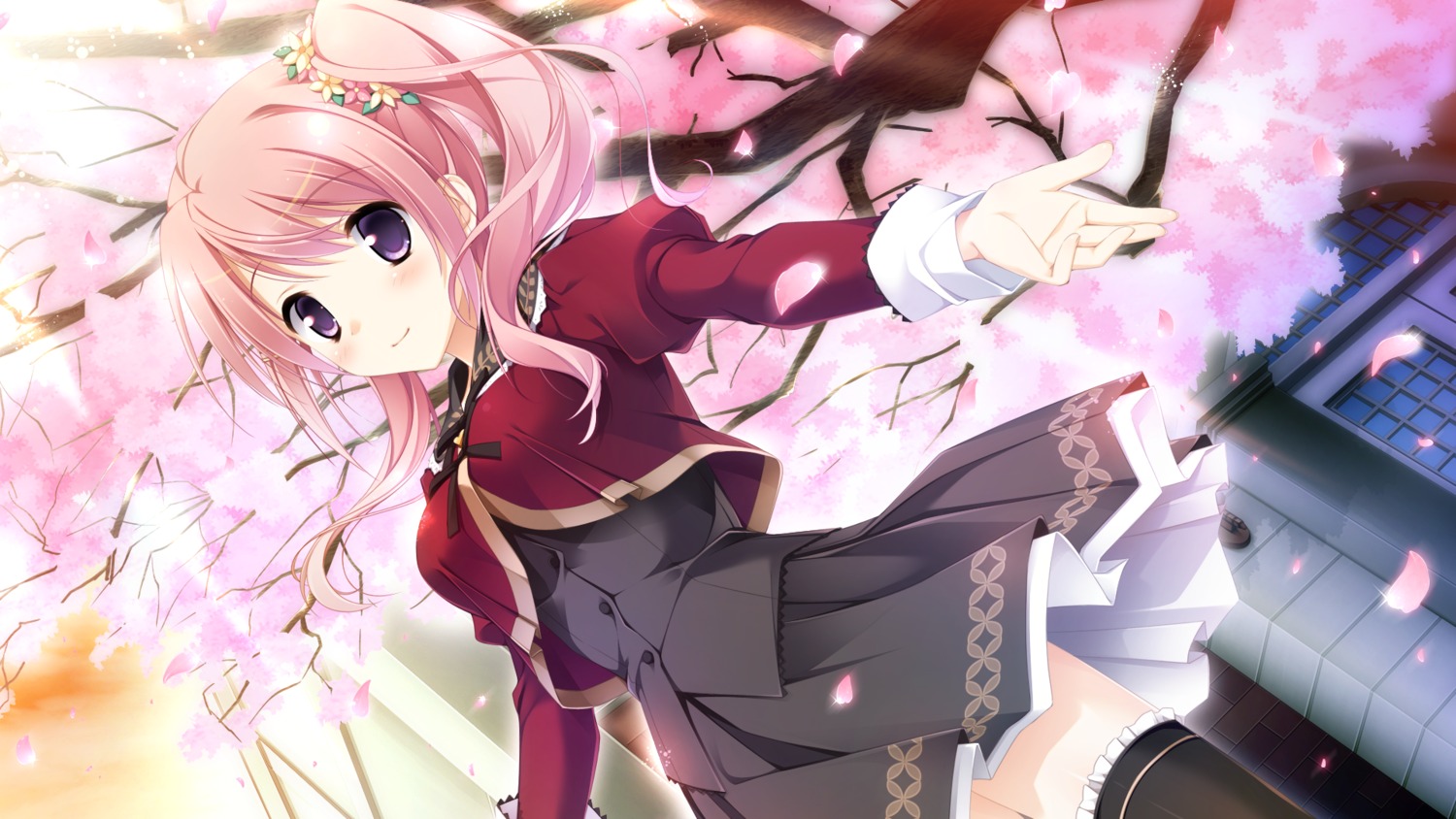 ensemble_(company), game_cg, kimishima_ao, komine_manami, sakura_mau_otome_no_rondo, seifuku, thighhighs