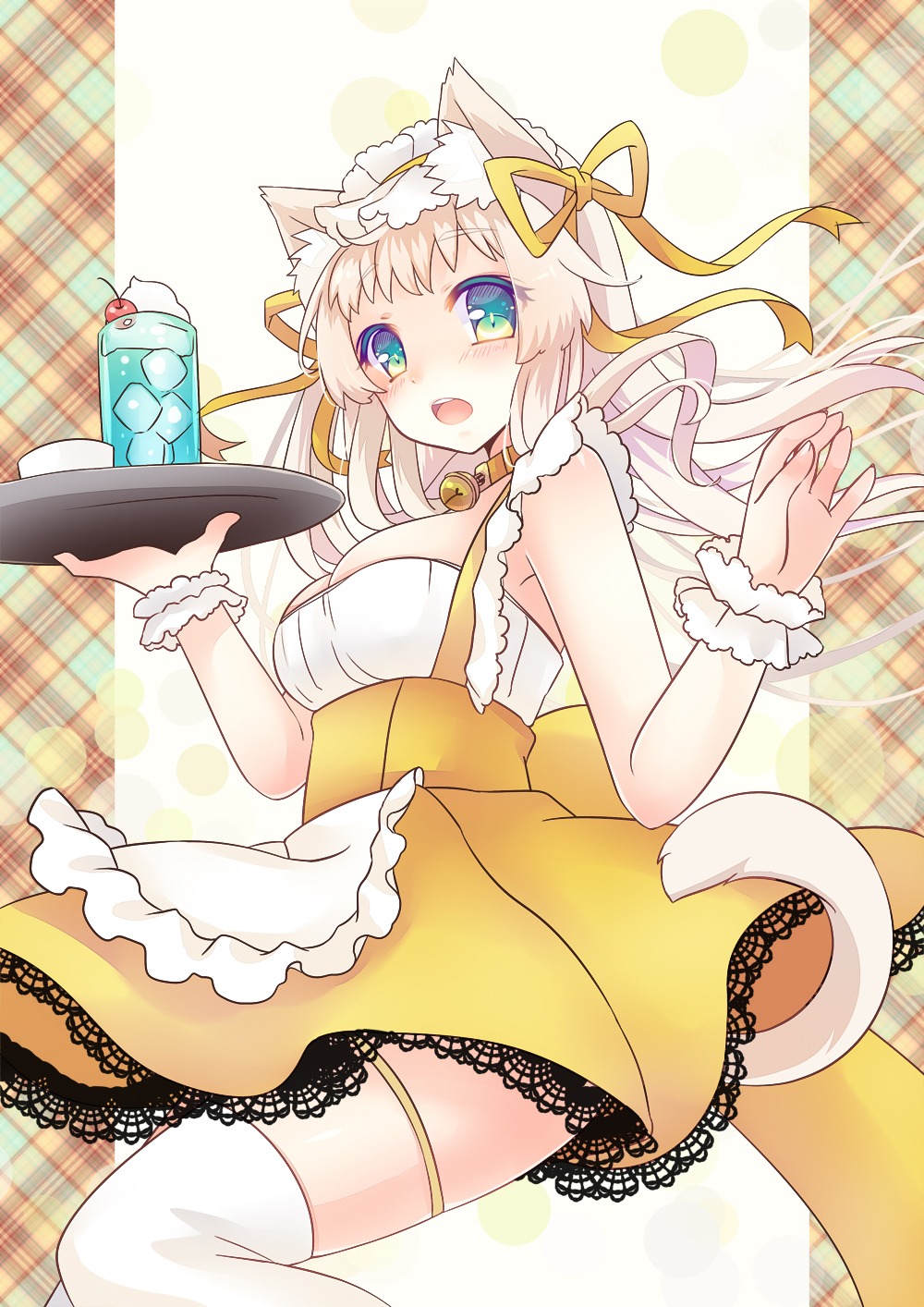 animal_ears, cleavage, kuroki_masahiro, maid, moe2015, nekomimi, tail, thighhighs