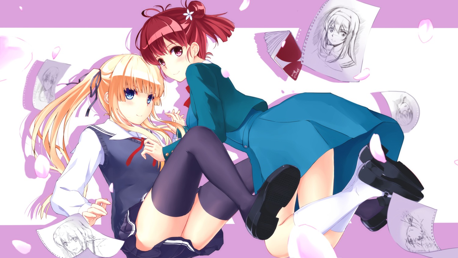 hashima_izumi, mizuki_ame, saenai_heroine_no_sodatekata, sawamura_spencer_eriri, seifuku, thighhighs, wallpaper