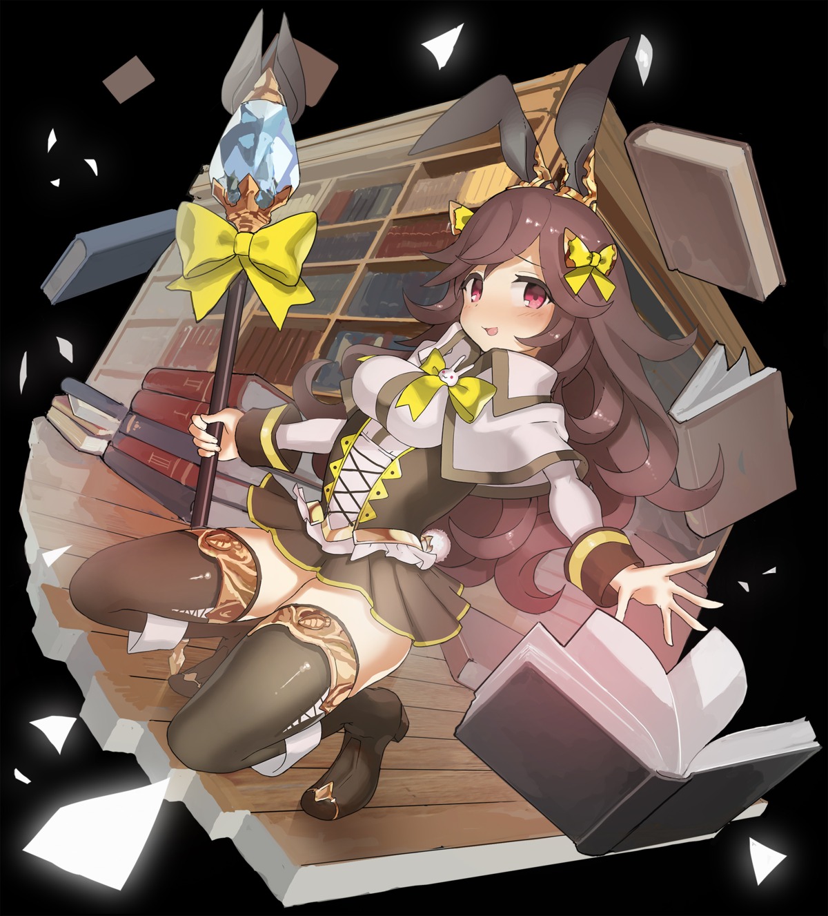 animal_ears, bunny_ears, ccaw, dress, heels, tail, thighhighs, weapon