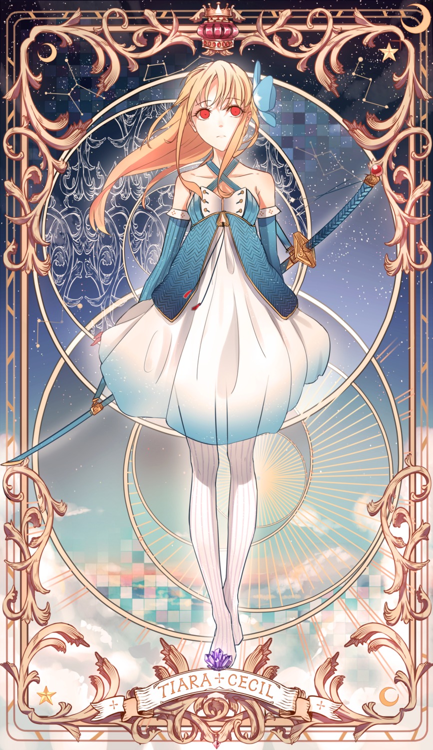 dress, pantyhose, phantania, pixiv_fantasia, pixiv_fantasia_fallen_kings, see_through, sword, weapon