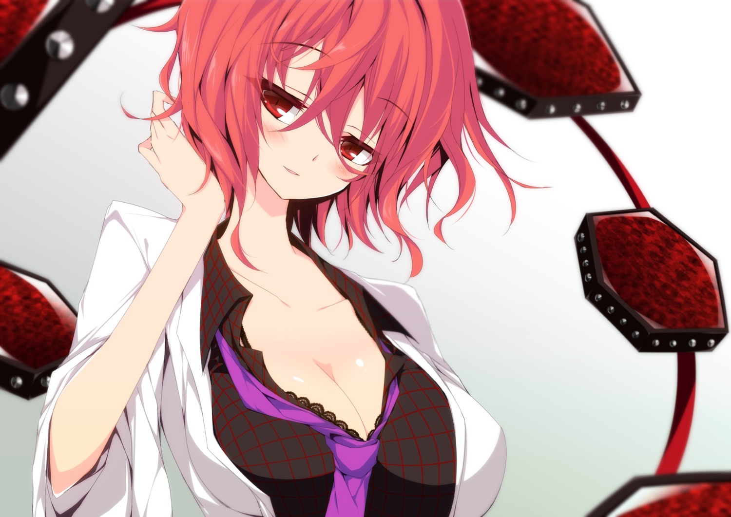 bra, cleavage, horikawa_raiko, open_shirt, sakurame, touhou