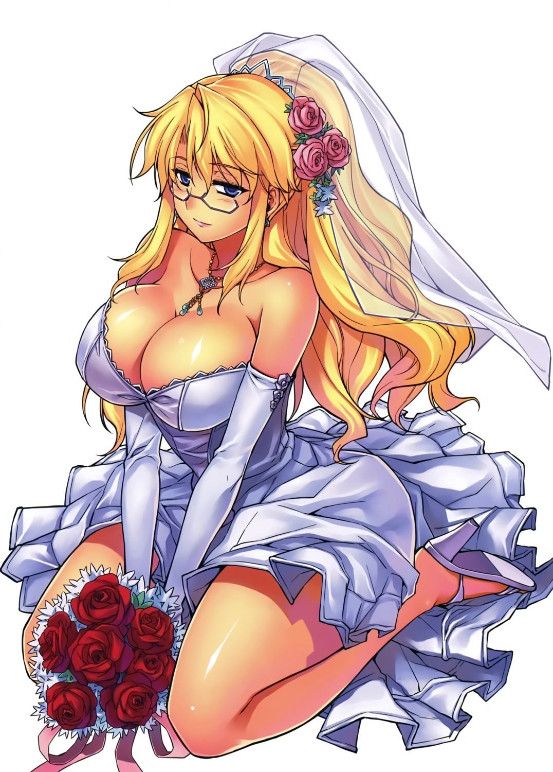 cleavage, dress, freezing, heels, kim_kwang-hyun, megane, satellizer_el_bridget, wedding_dress