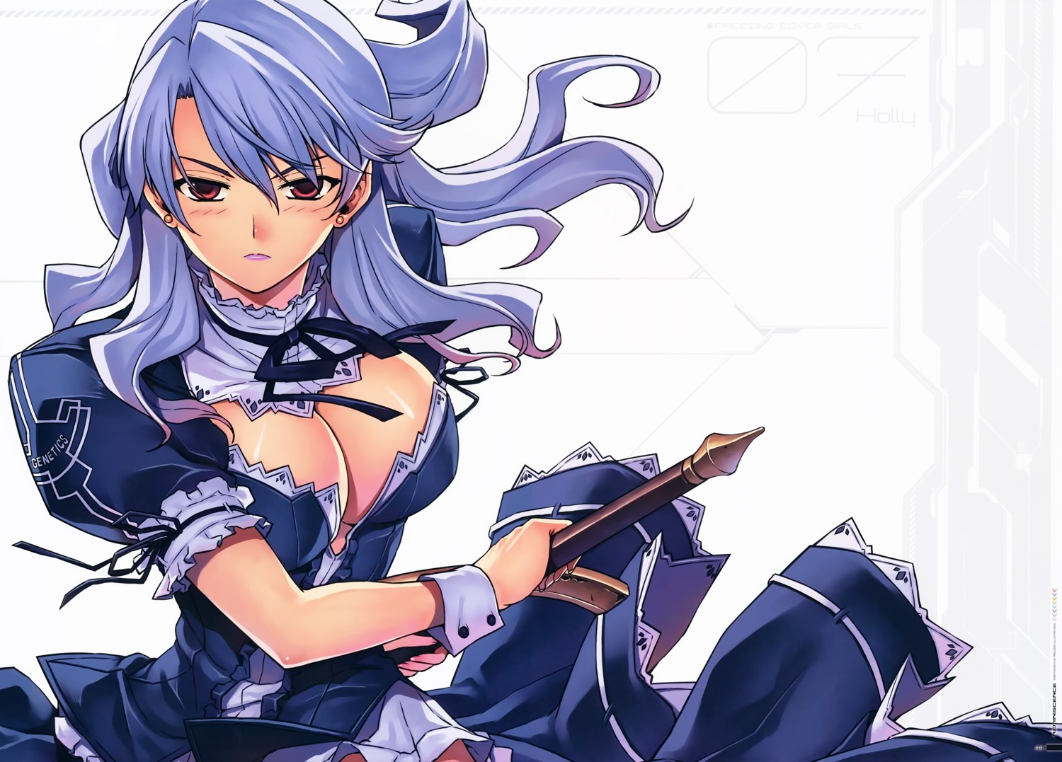 cleavage, freezing, holly_rose, kim_kwang-hyun, no_bra, sword