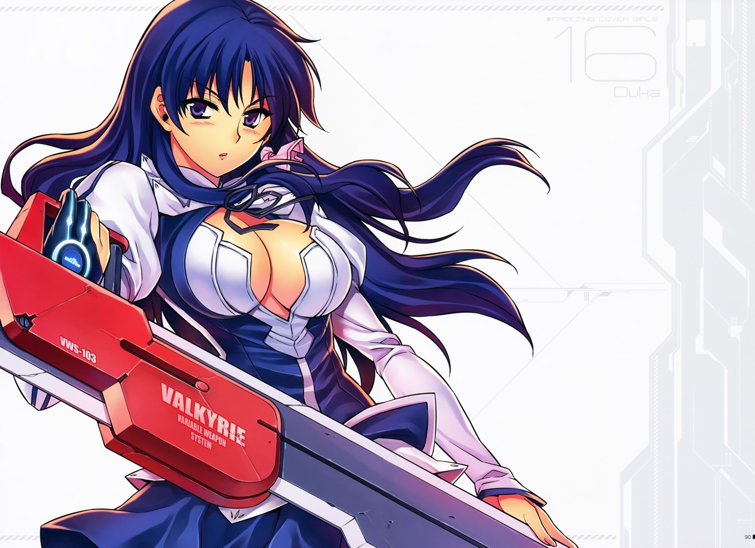 cleavage, freezing, kim_kwang-hyun, no_bra, tenjouin_ouka, weapon