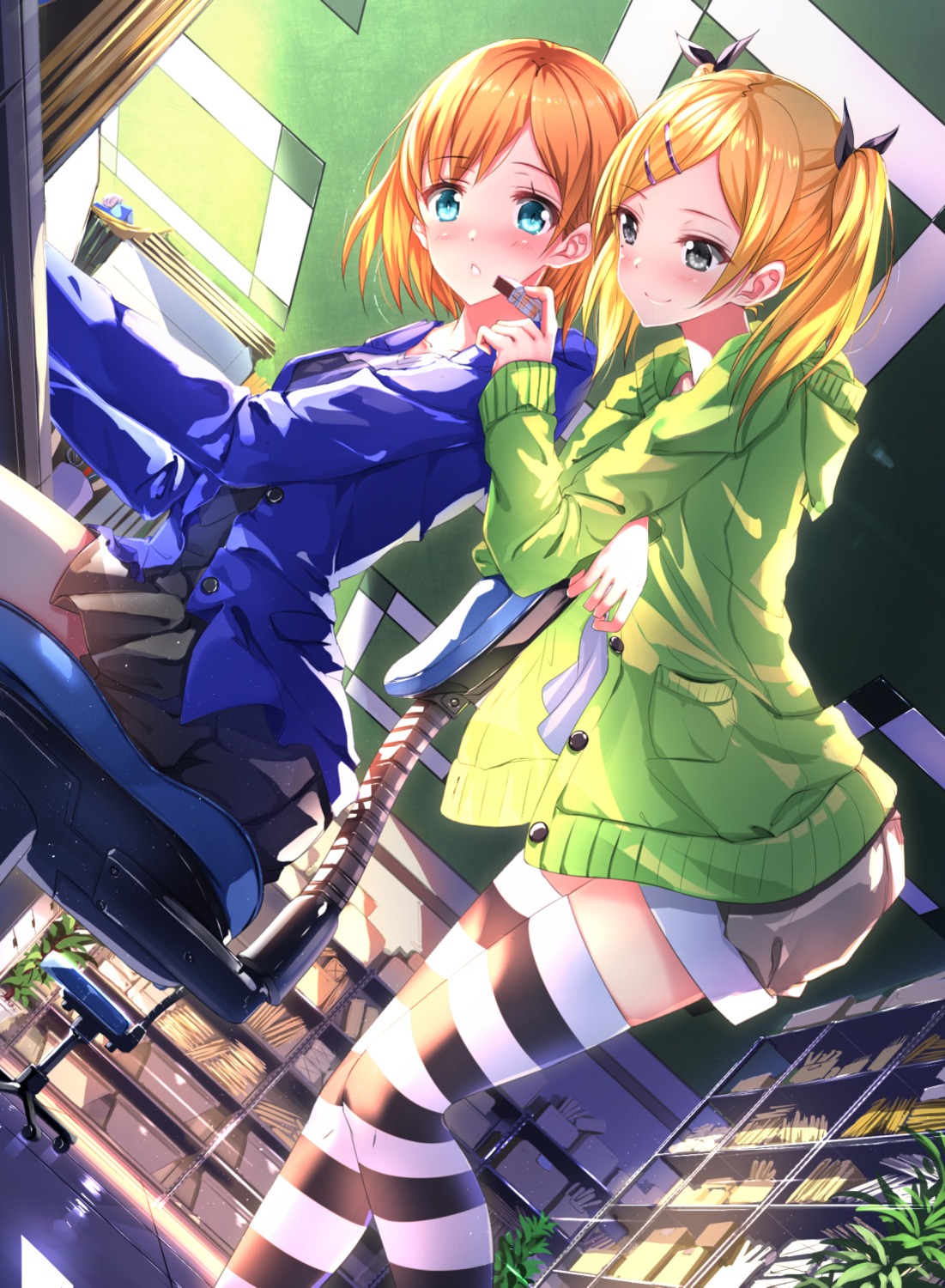 miyamori_aoi, shirobako, swordsouls, thighhighs, yano_erika