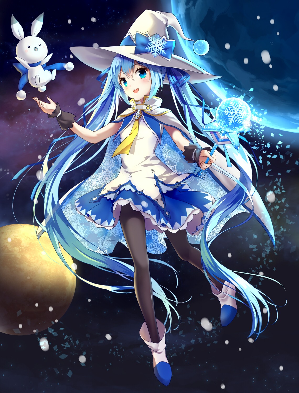 dress, drogoth, hatsune_miku, pantyhose, vocaloid, weapon, witch, yuki_miku