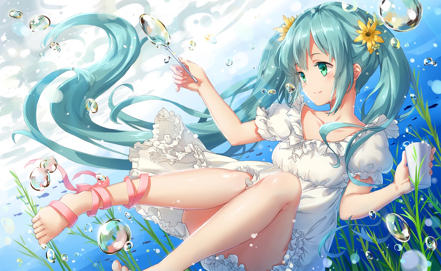 dress, feet, hatsune_miku, vocaloid, yezhi_na