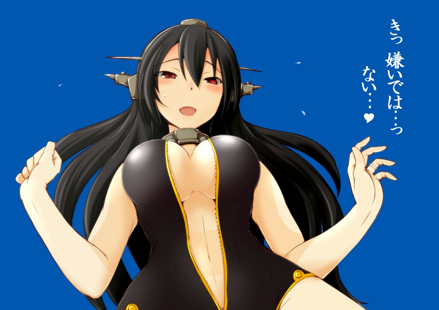 cleavage, kantai_collection, nagato_(kancolle), no_bra, open_shirt, sasaki_akira_(ugc), swimsuits, ugc