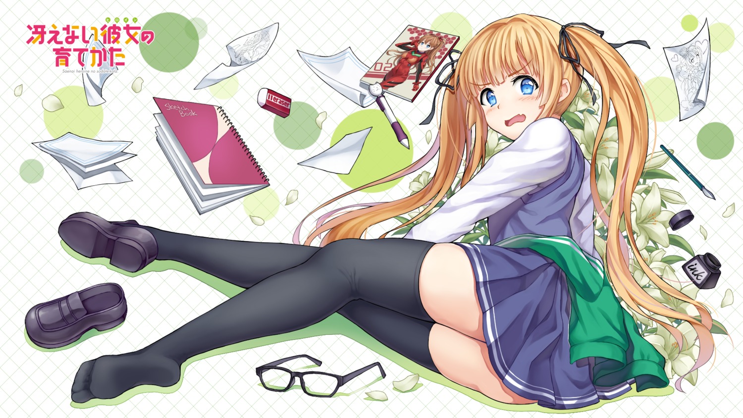 ass, chobi_(penguin_paradise), megane, neon_genesis_evangelion, saenai_heroine_no_sodatekata, sawamura_spencer_eriri, seifuku, souryuu_asuka_langley, thighhighs