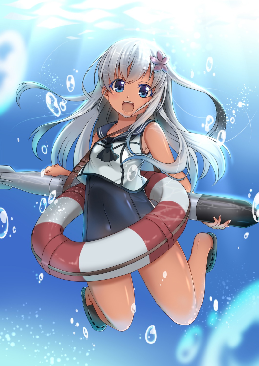 kantai_collection, ro-500, school_swimsuit, seifuku, sesield, swimsuits, tan_lines