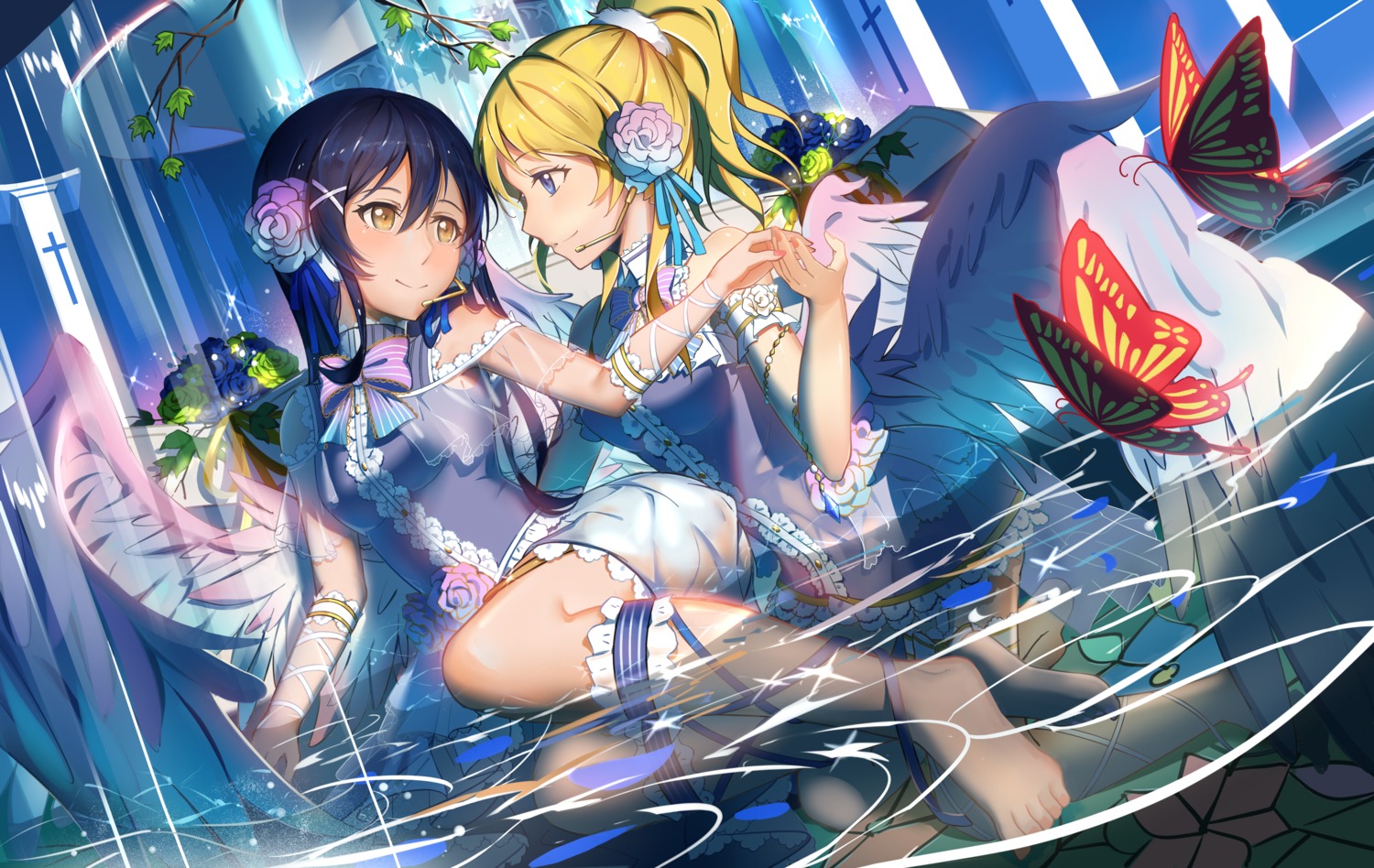 ayase_eli, dress, feet, love_live!, love_live!_(series), lu", see_through, sonoda_umi