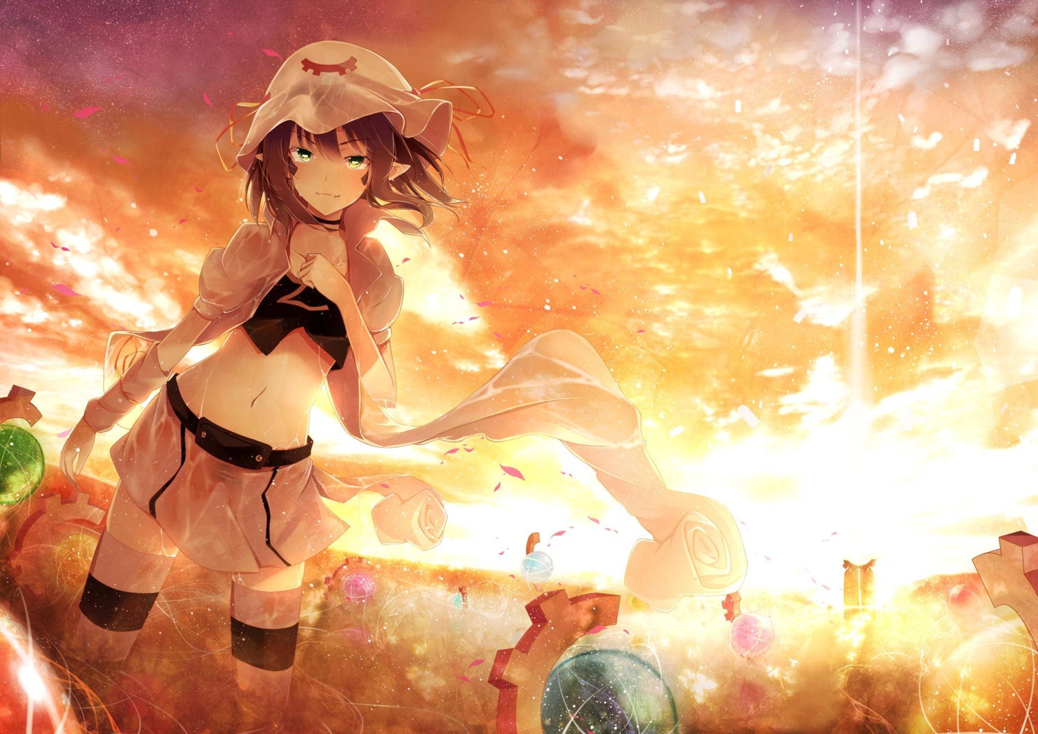 dennryuurai, merry_nightmare, pointy_ears, see_through, thighhighs, wet, wet_clothes, yumekui_merry