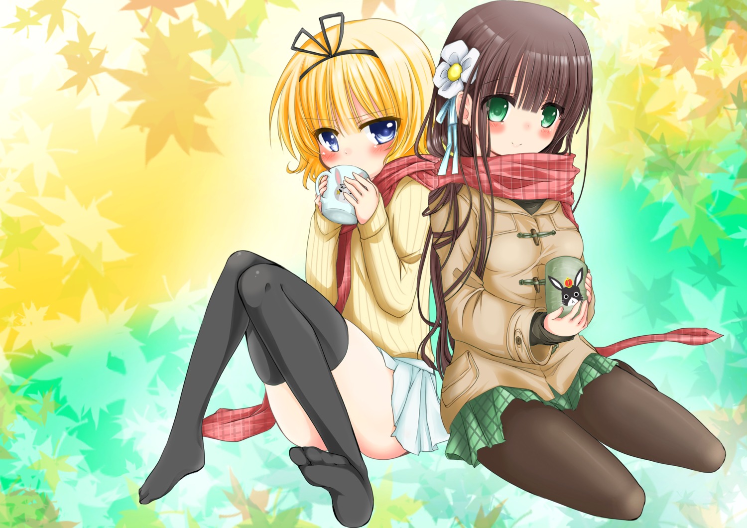 gochuumon_wa_usagi_desu_ka?, kirima_sharo, pantyhose, sweater, thighhighs, ujimatsu_chiya, zero-theme