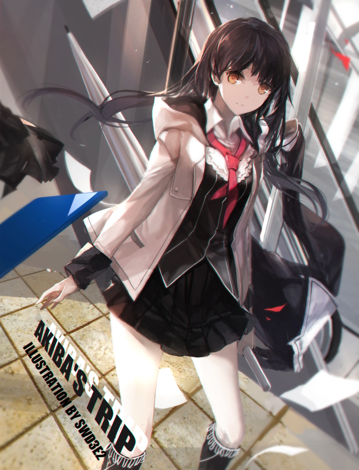 akiba's_trip, fumizuki_rui, seifuku, swd3e2, umbrella