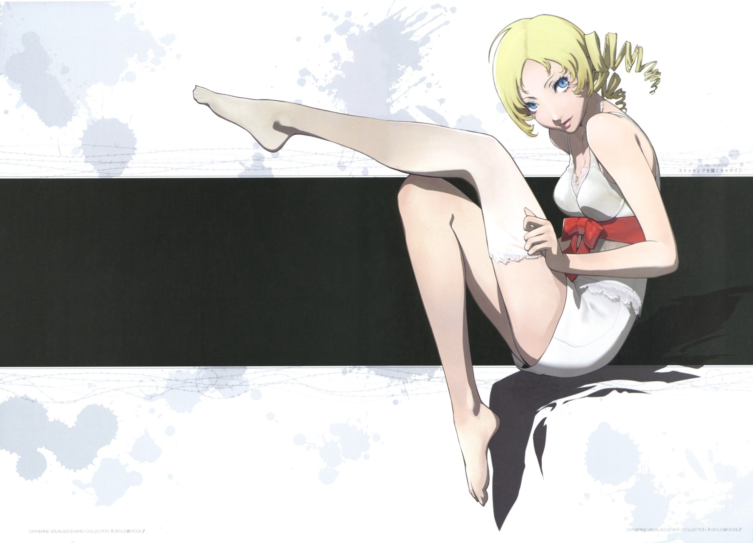 bra, catherine_(character), catherine_(game), cleavage, feet, soejima_shigenori, thighhighs