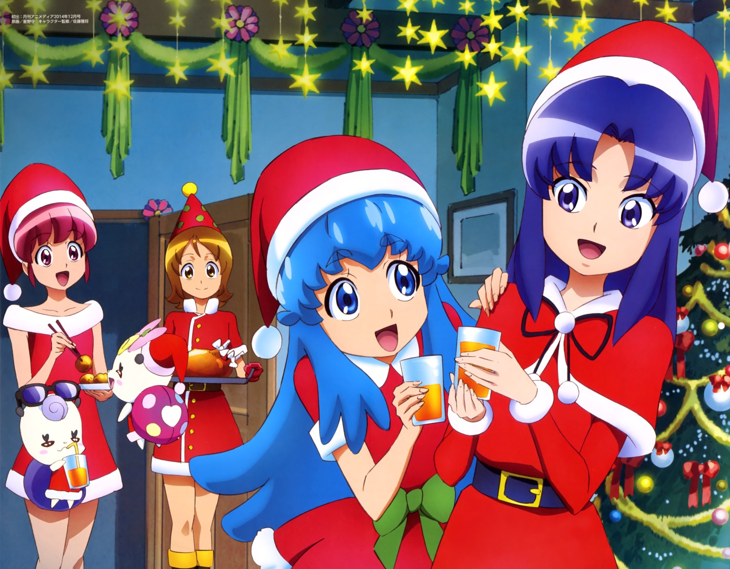 aino_megumi, christmas, dress, gura-san, happinesscharge_precure!, hikawa_iona, hoshino_mamoru, oomori_yuuko, precure, ribbon_(precure), shirayuki_hime_(precure)