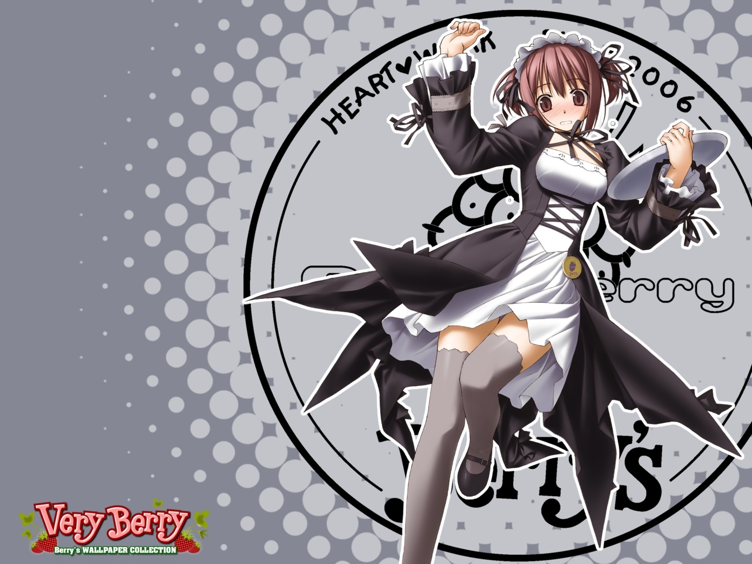 berry's, hashimoto_takashi, tatsumi_wakaba, thighhighs, waitress, wallpaper