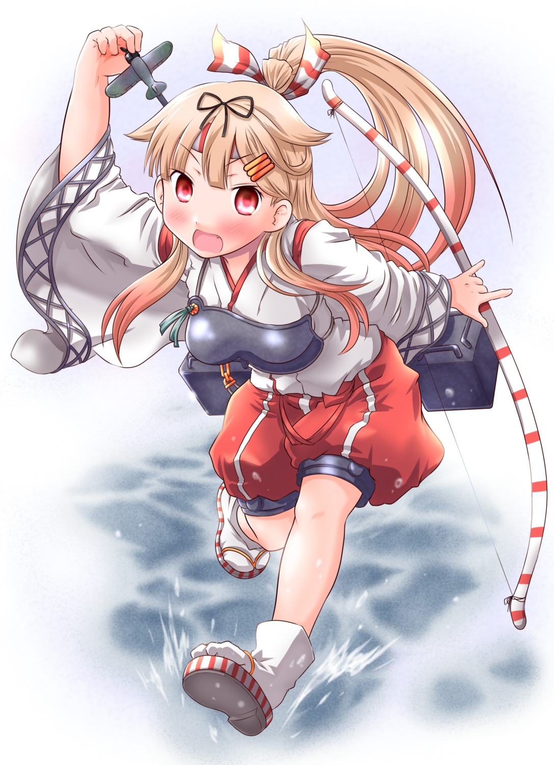 bloomers, cosplay, japanese_clothes, kanon_(kurogane_knights), kantai_collection, weapon, yuudachi_(kancolle), zuihou_(kancolle)