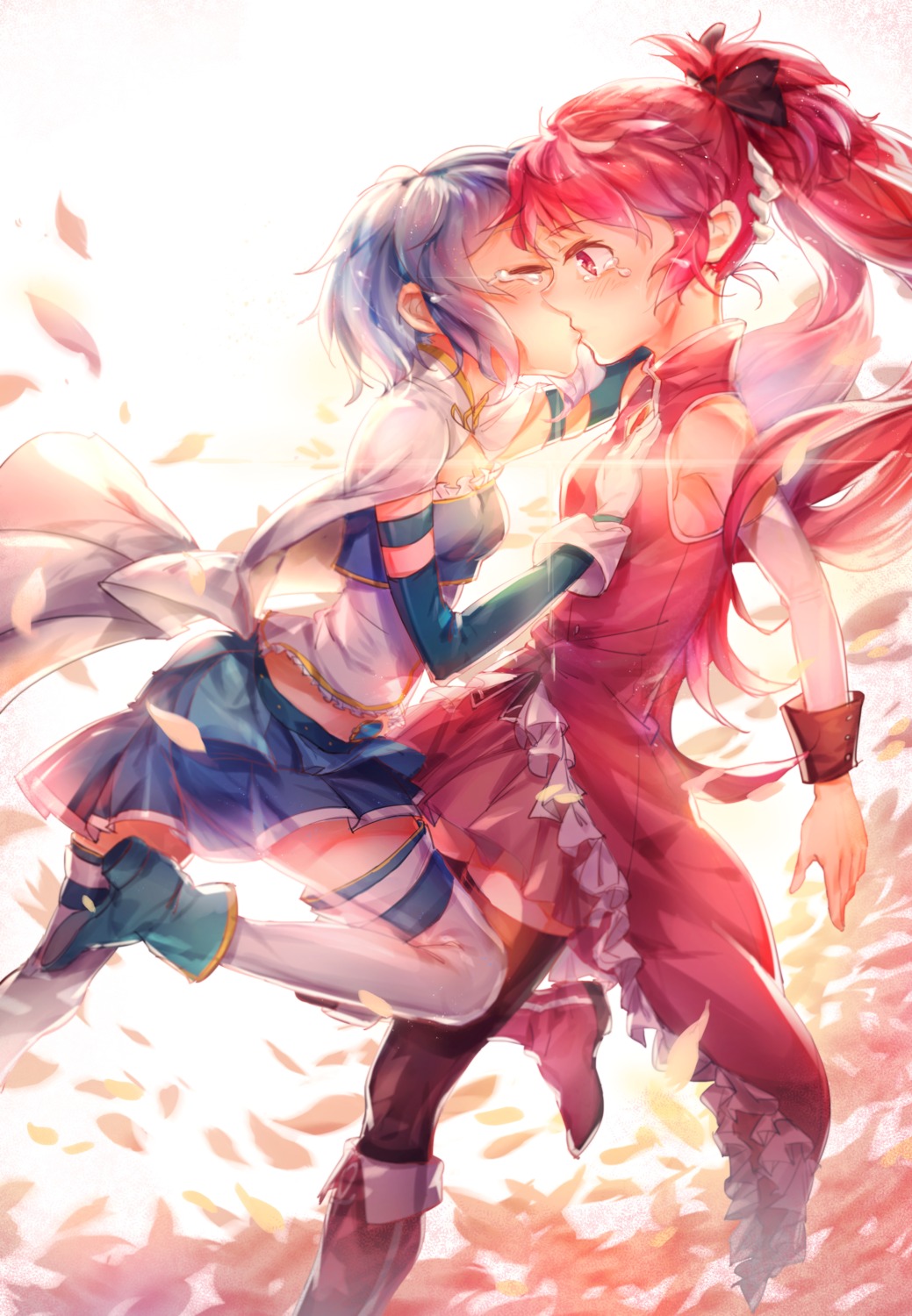 breast_grab, cleavage, heels, mahou_shoujo_madoka_magica, miki_sayaka, pg_(pgouwoderen), sakura_kyouko, thighhighs