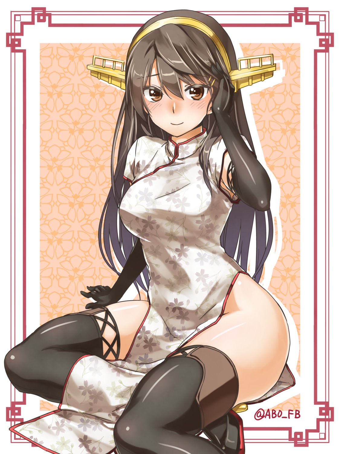 caesar_et_cleopatra, chinadress, haruna_(kancolle), heels, kantai_collection, nopan, thighhighs