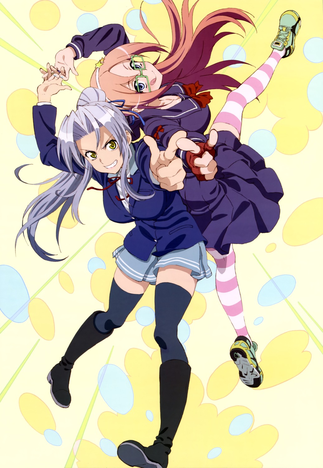 cleavage, kiba_mikoto, megane, nashida_oriha, seifuku, thighhighs, triage_x