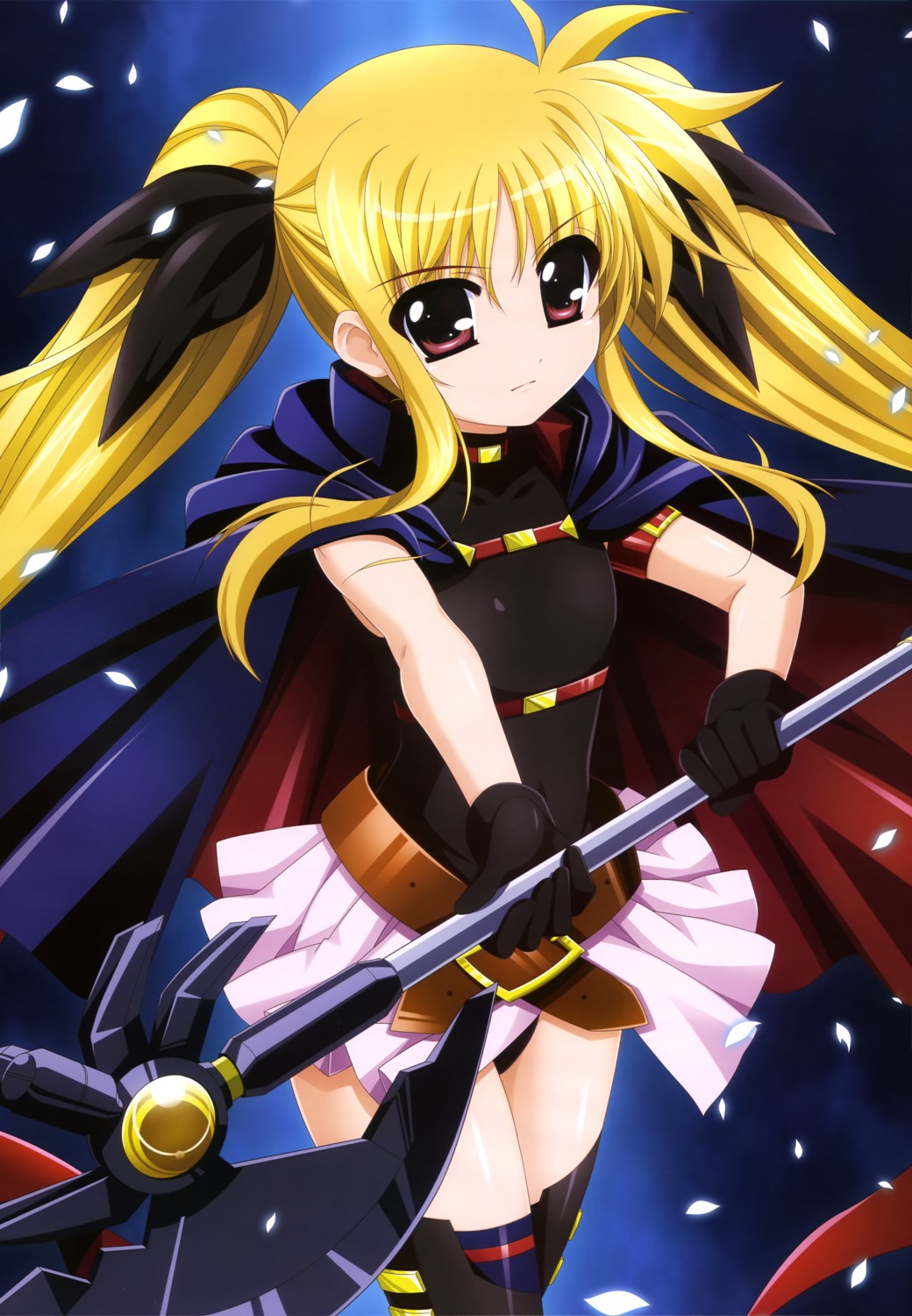 fate_testarossa, higa_yukari, mahou_shoujo_lyrical_nanoha, thighhighs, weapon