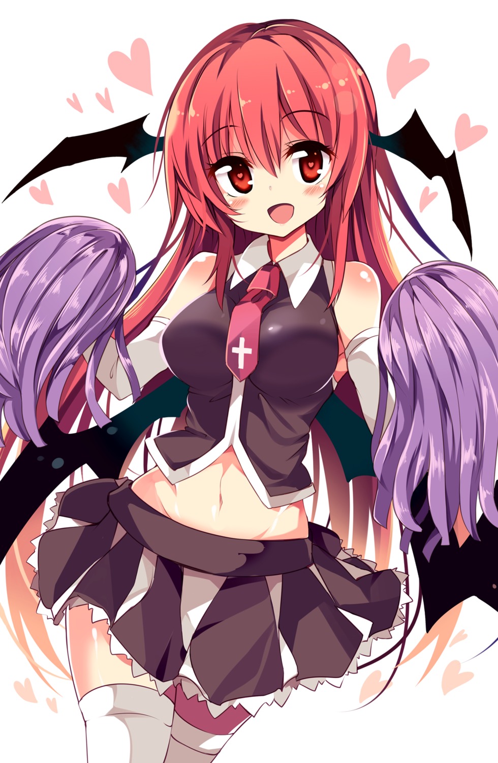 cheerleader, koakuma, matsuri_uta, thighhighs, touhou, wings