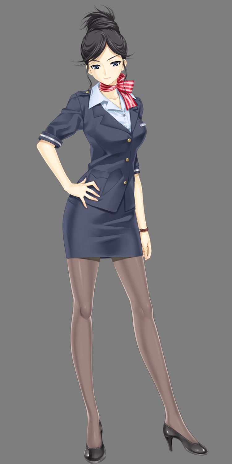 happoubi_jin, heels, kakizaki_rei, pantyhose, transparent_png, uniform, zettai_shougeki_platonic_heart