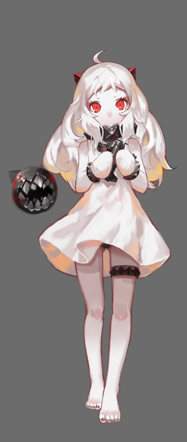 dress, feet, garter, horns, kantai_collection, mixke, northern_ocean_hime, pantsu