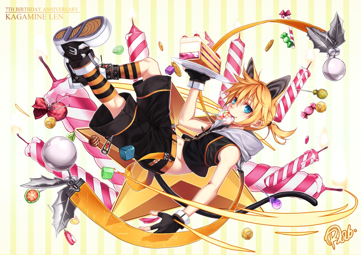animal_ears, curry_bowl, kagamine_len, nekomimi, tail, vocaloid