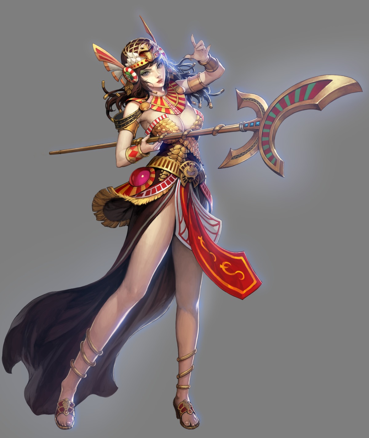 armor, chaos_hero_online, cleavage, dress, heels, no_bra, shaharah, tagme