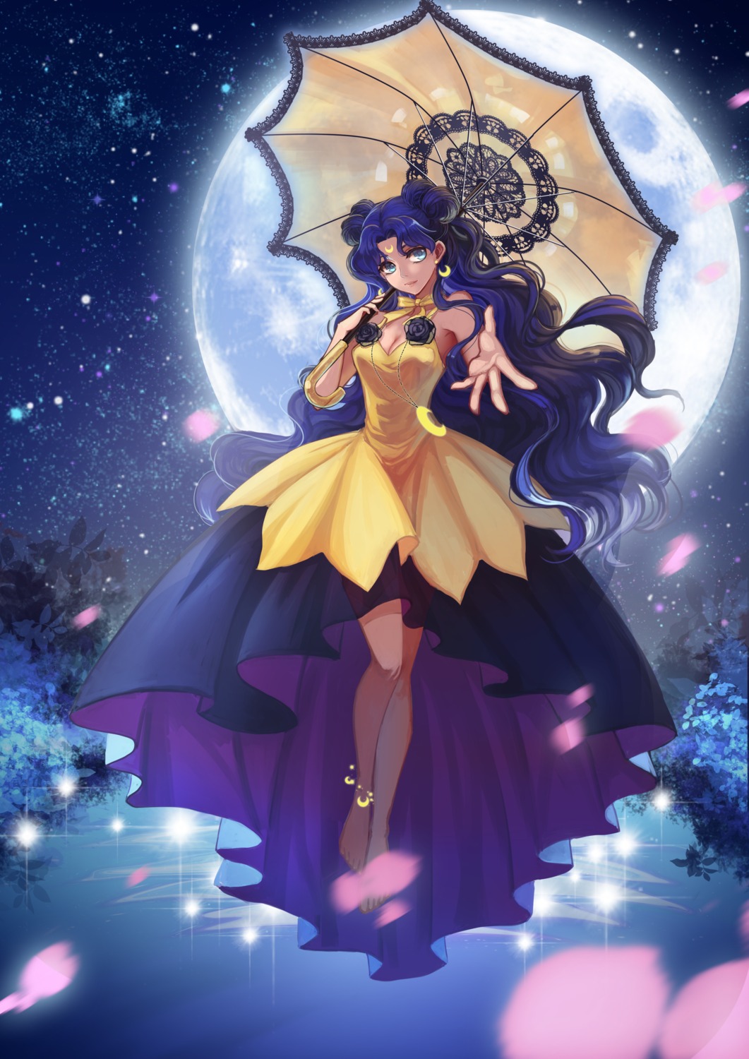 bishoujo_senshi_sailor_moon, cleavage, douyougen, dress, feet, luna_(sailor_moon), see_through, umbrella