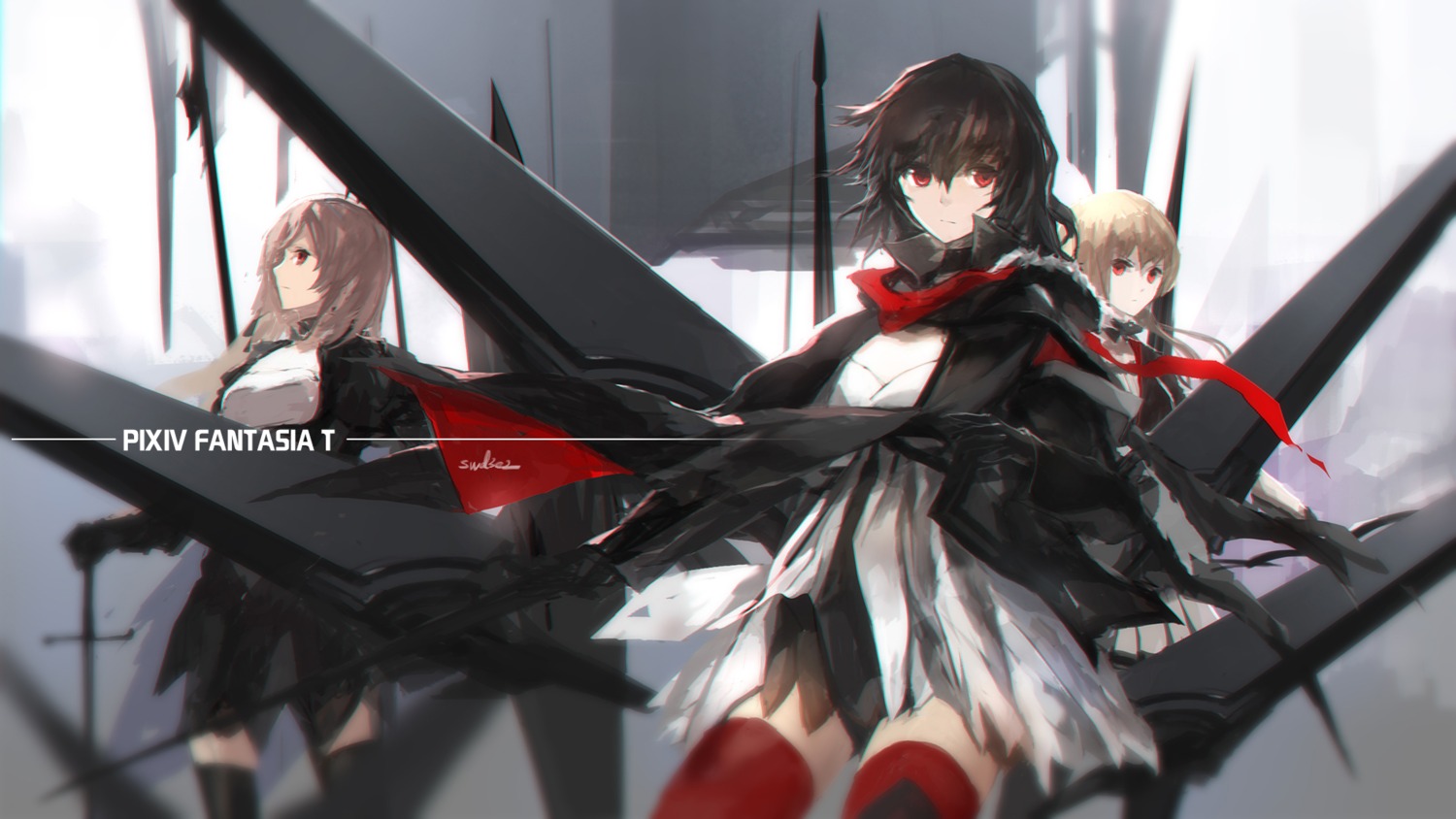 dress, pixiv_fantasia, pixiv_fantasia_fallen_kings, swd3e2, sword, thighhighs