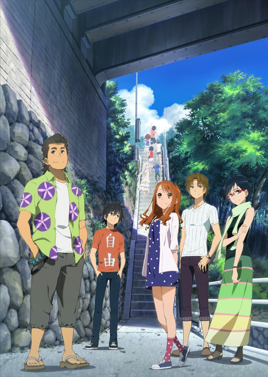 anjou_naruko, ano_hi_mita_hana_no_namae_wo_bokutachi_wa_mada_shiranai, dress, hisakawa_tetsudou, matsuyuki_atsumu, megane, tsurumi_chiriko, yadomi_jinta