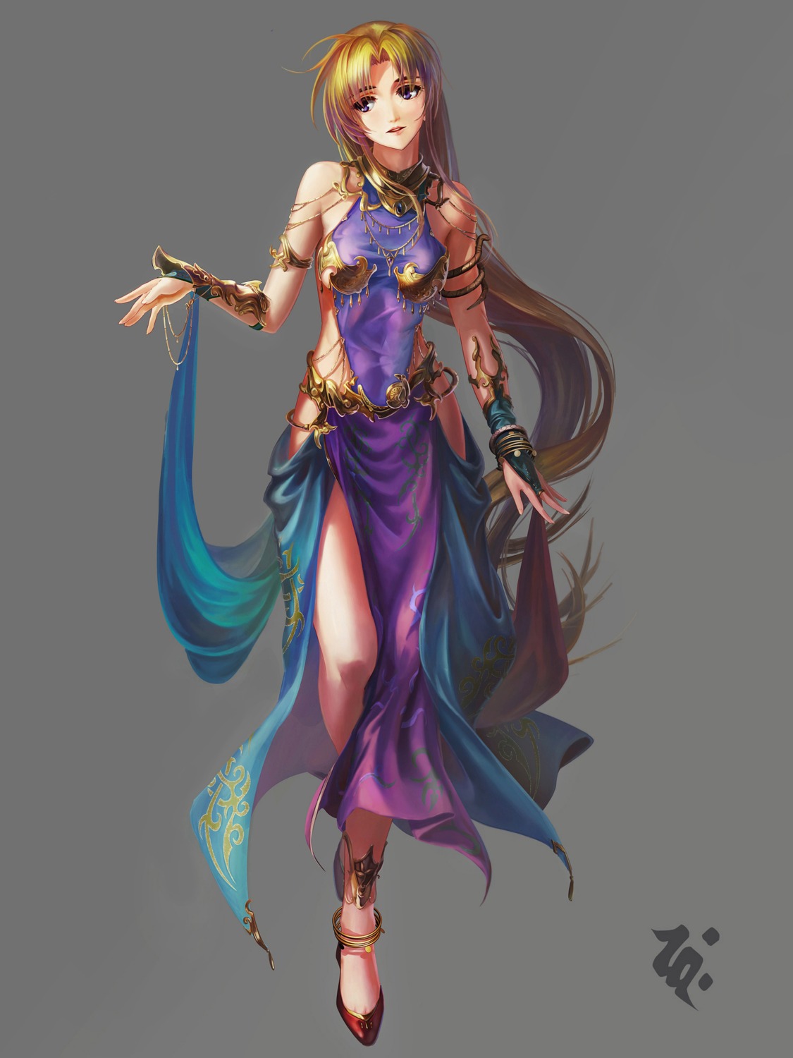 asian_clothes, bikini_armor, dress, ushas, ushas_(3x3_eyes)