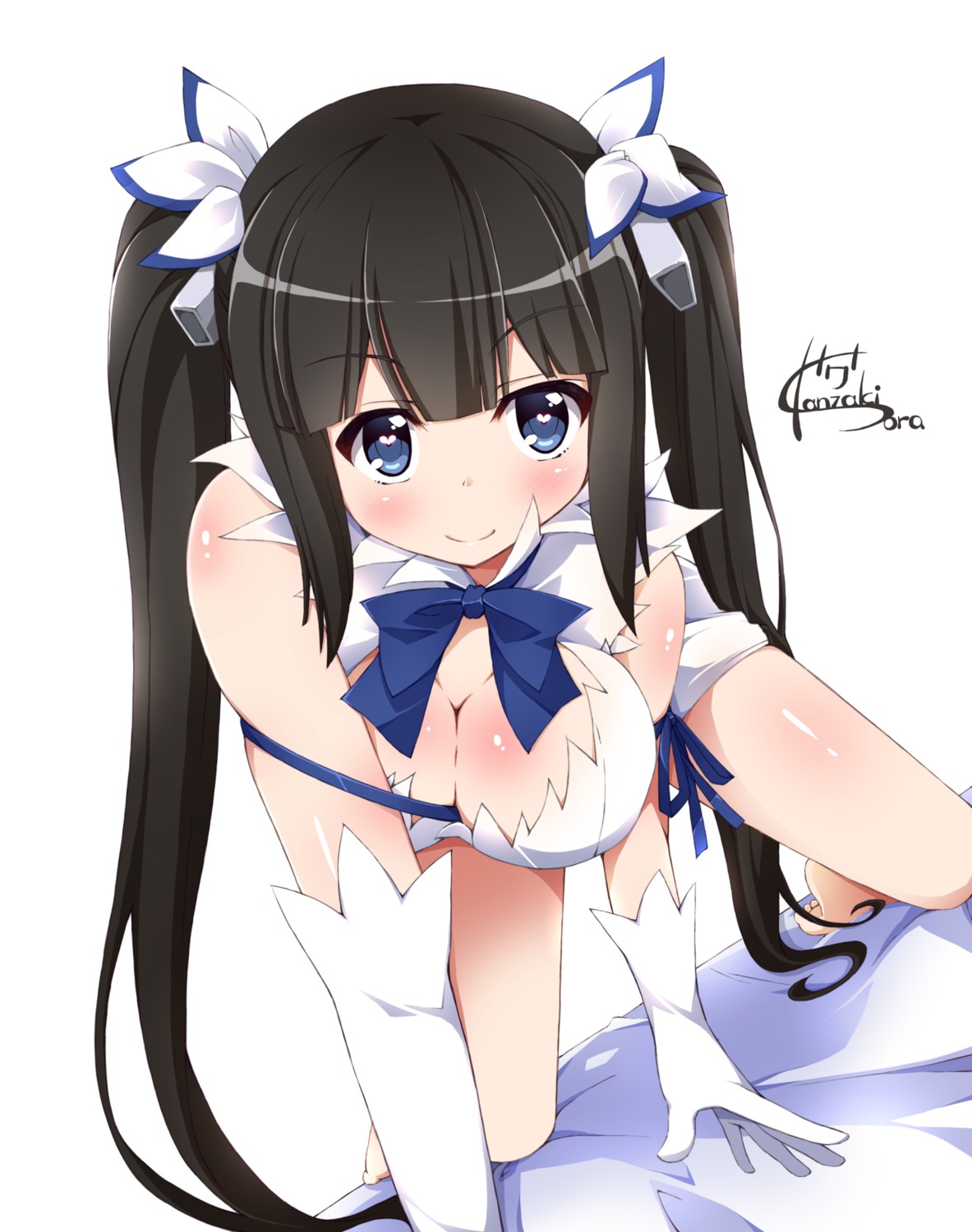 cleavage, dress, dungeon_ni_deai_wo_motomeru_no_wa_machigatteiru_darou_ka, hestia_(danmachi), kamisaki_sora