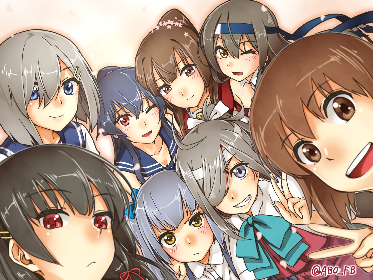 asashimo_(kancolle), caesar_et_cleopatra, hamakaze_(kancolle), hatsushimo_(kancolle), kantai_collection, kasumi_(kancolle), seifuku, yahagi_(kancolle)