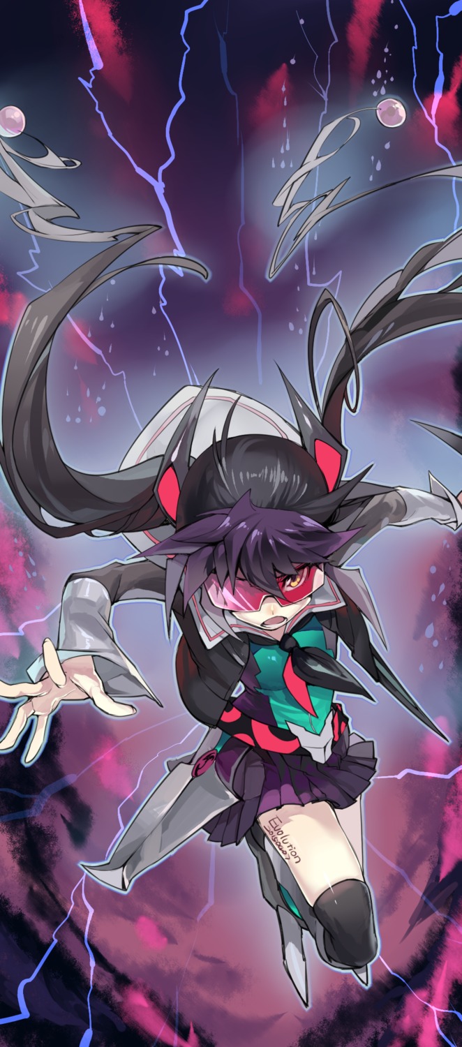 anthropomorphization, dark_rebellion_xyz_dragon, ege, seifuku, thighhighs, weapon, yugioh, yugioh_arc-v